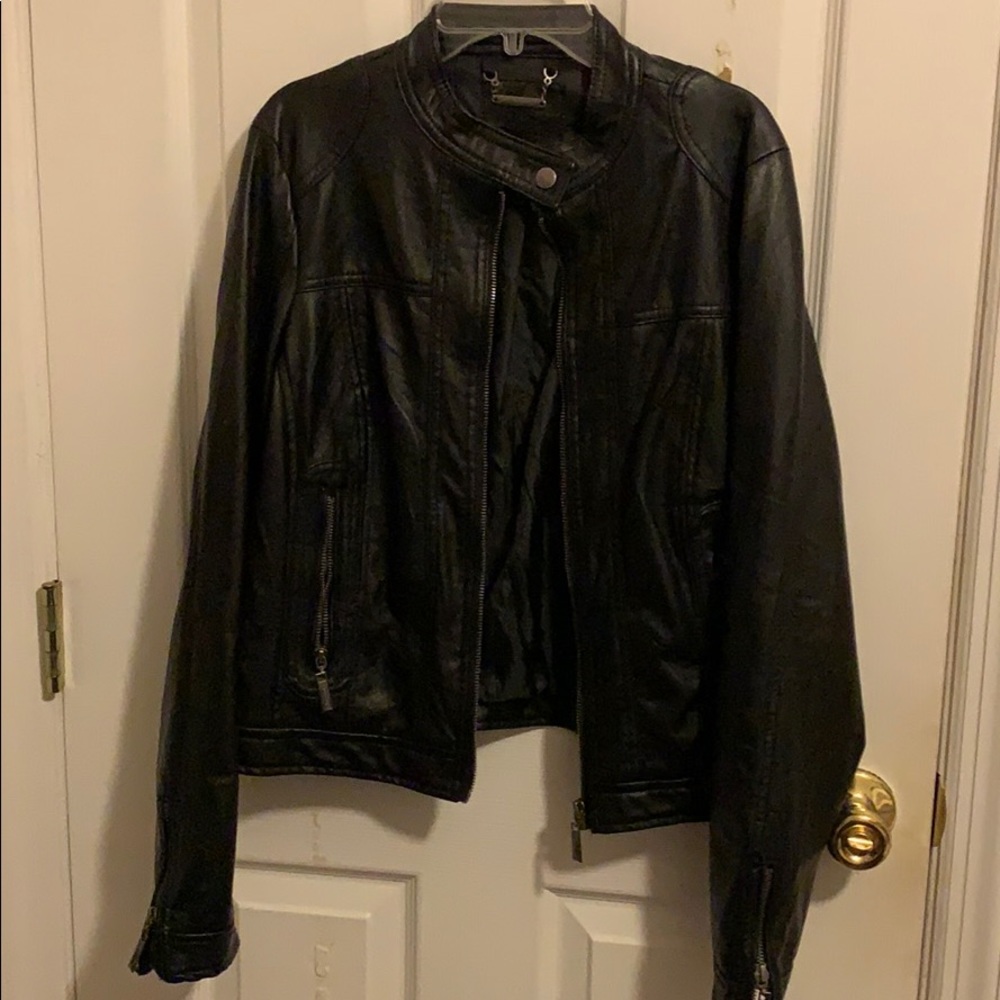 Faux black leather jacket